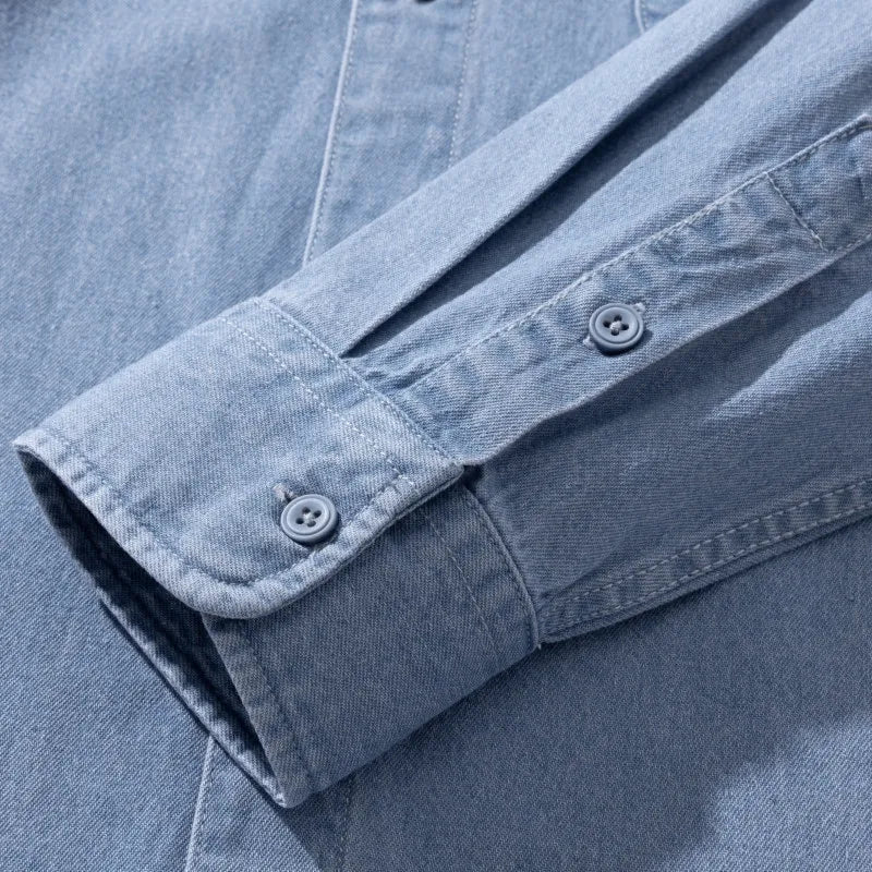Classic Black Denim Shirt Men's Autumn New Fashion Loose Korean Casual Long-sleeved Jean Shirts Comfortable Male Clothes