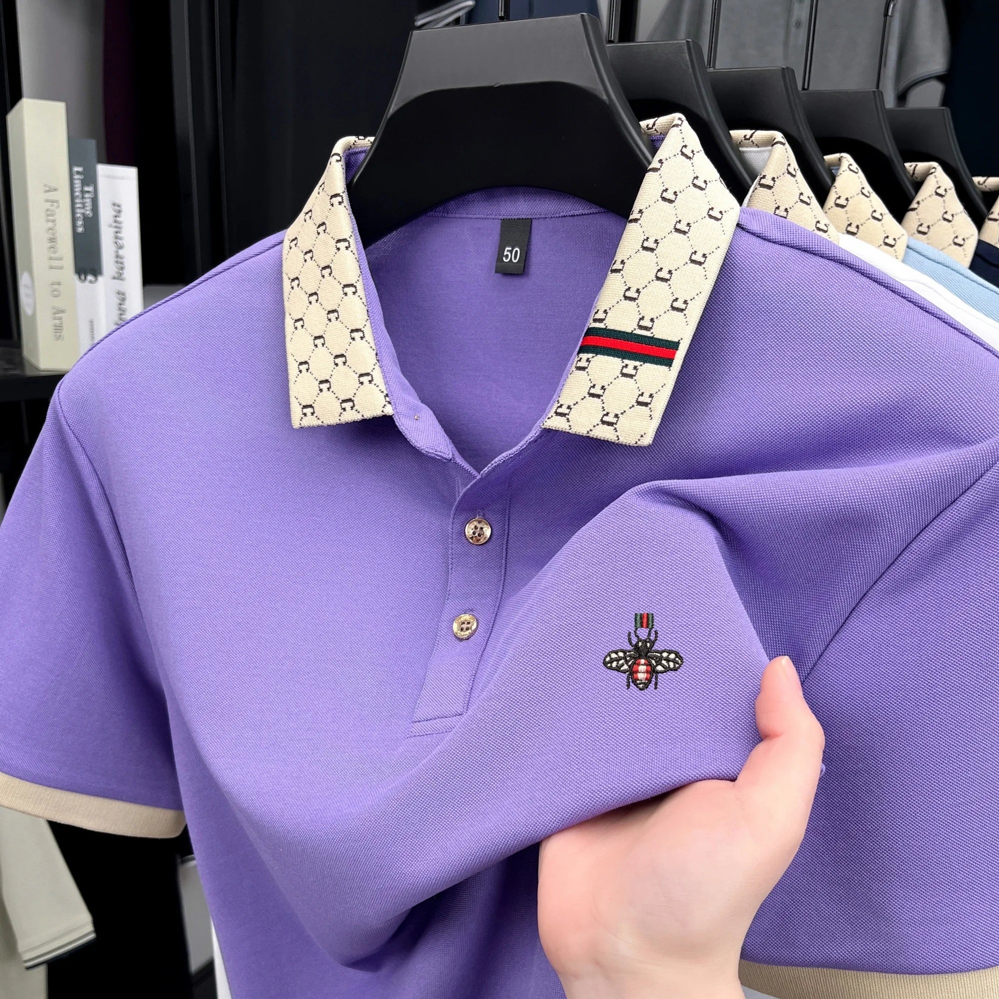 Men's Embroidered Jacquard Polo Shirt – Summer Style