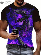 Men's Dragon Print Short Sleeve Graphic T-Shirt