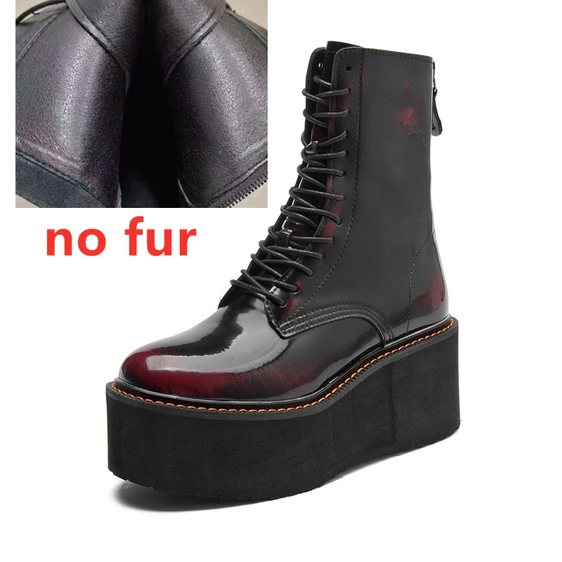 Genuine Leather Winter Wedge Boots