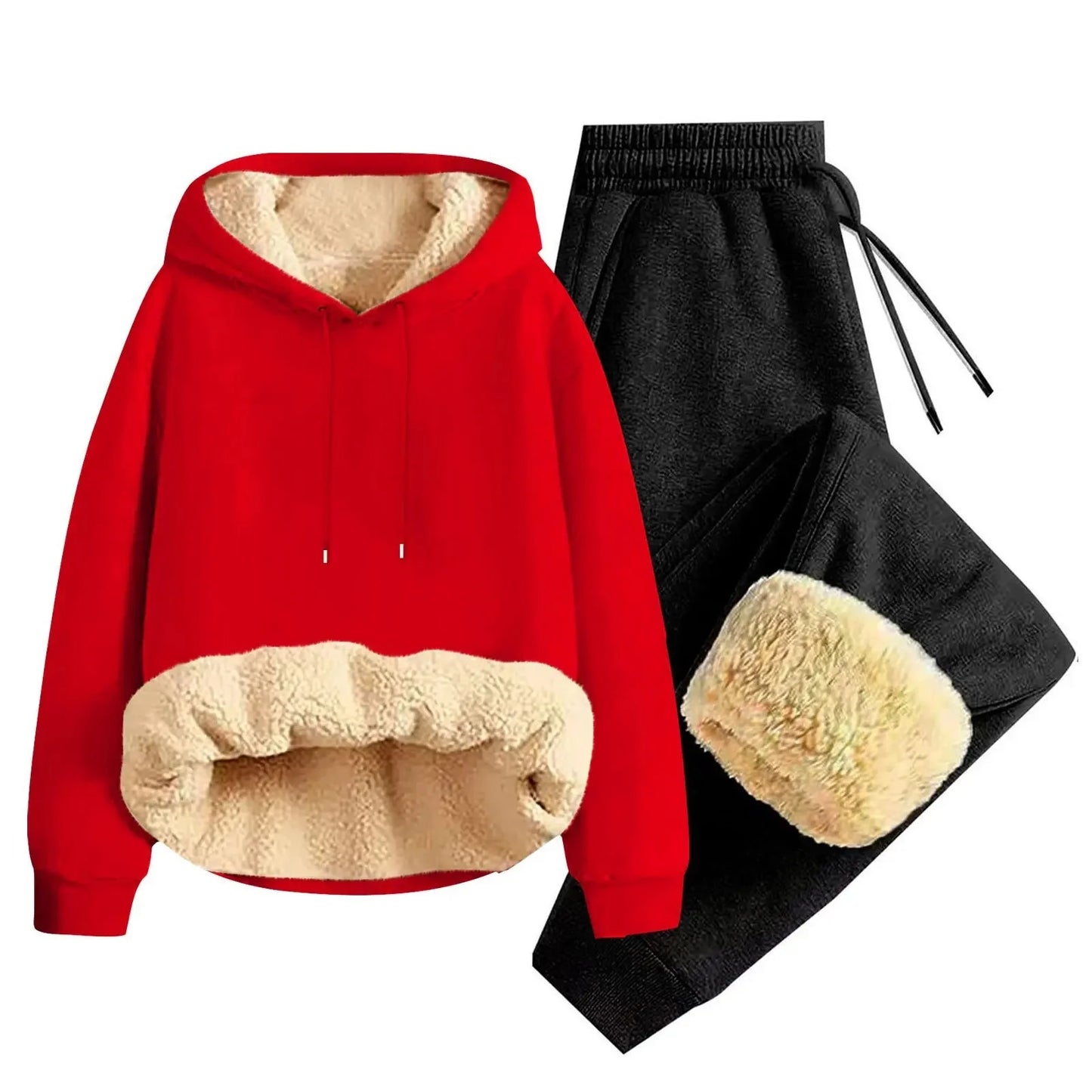 Thickened Lamb Velvet Hoodie & Jogger Set