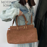 Motingsome 100% Natural Suede Bag Women Tote Luxury Designer Bags Roomy Casual Tote Crossbody Fashionable Handbag and Purses New