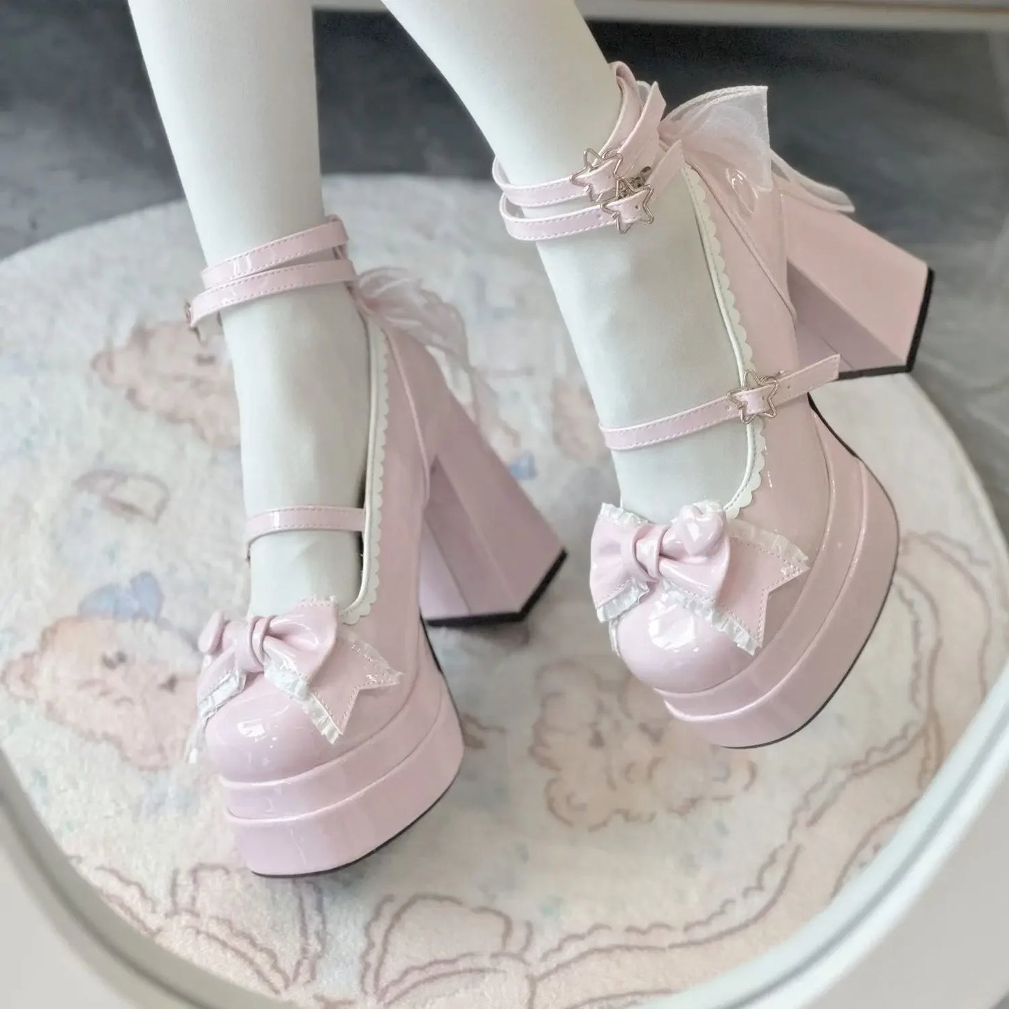 Women's Butterfly-Knot Mary Jane Platform Heels