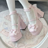 Women's Butterfly-Knot Mary Jane Platform Heels