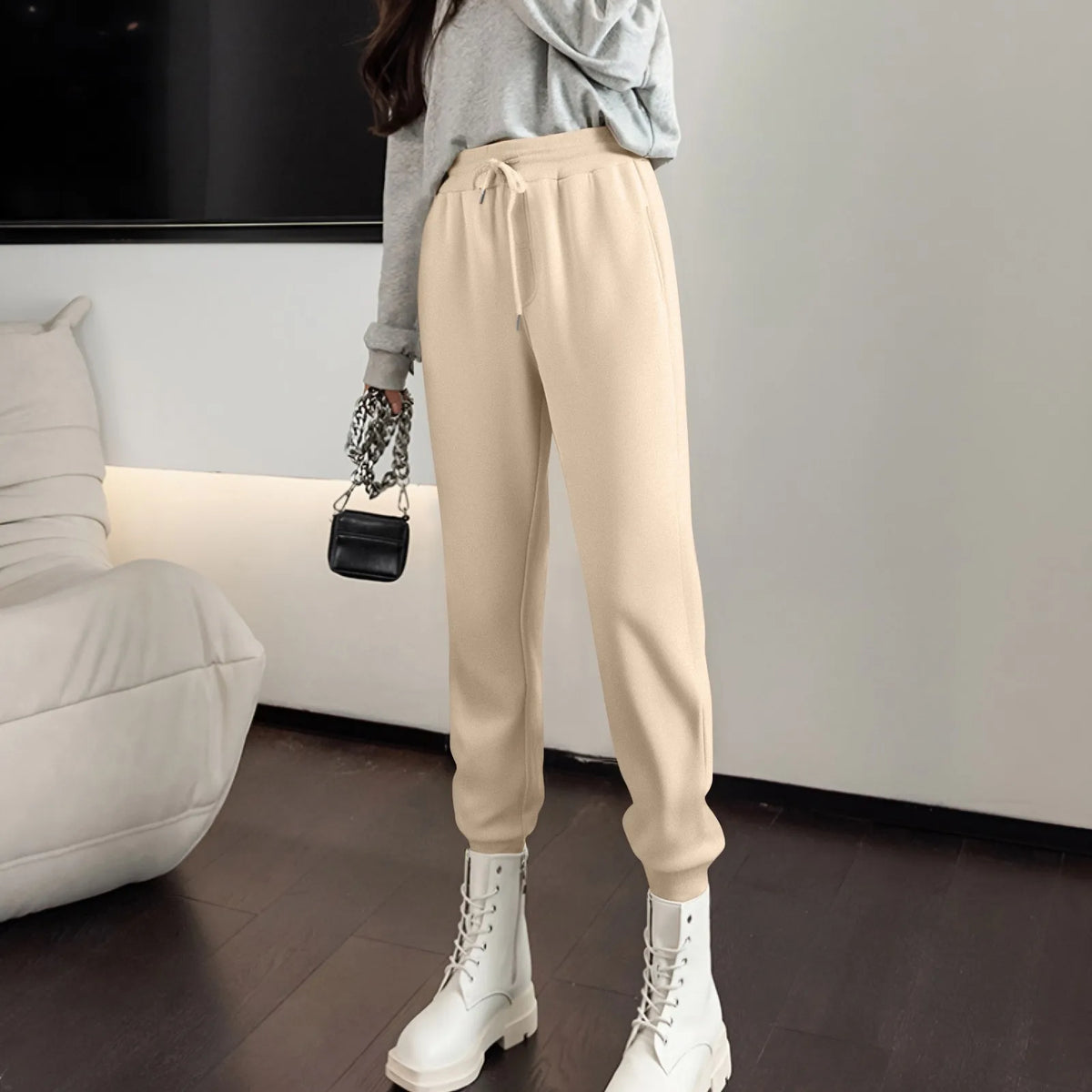 Women's High-Waist Drawstring Straight-Leg Pants