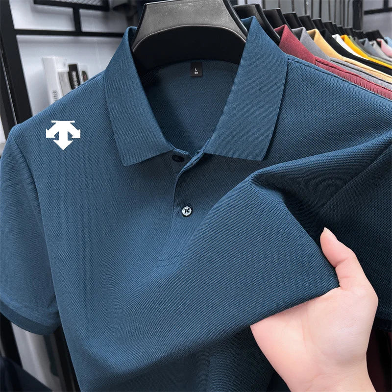 Men's Luxury Cotton Polo | Geometric Print Summer Shirt