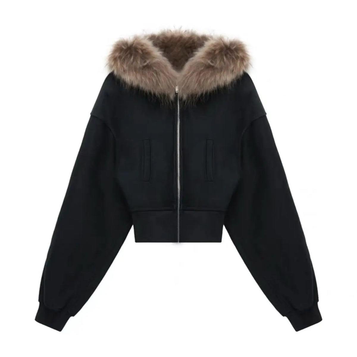 Women’s Black Cropped Zip-Up Hoodie