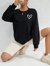 Heart Pattern Fleece Crewneck