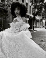 Kyoto Customized Lace Embroidery Two-piece A-line Wedding Dress Detachable Long Sleeves vestidos de novia Luxurious Formal 2025