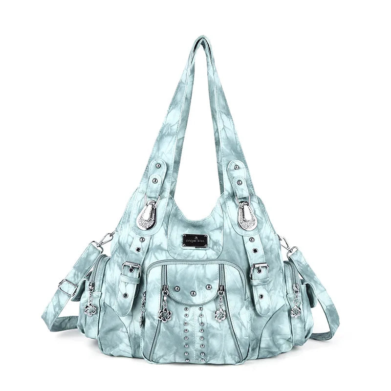 Vintage Women Bag Large Handbags Satchel Top-handle PU Shoulder Bag Vintage Dumpling Pack Multi-pockets Shoulder Bags Purse