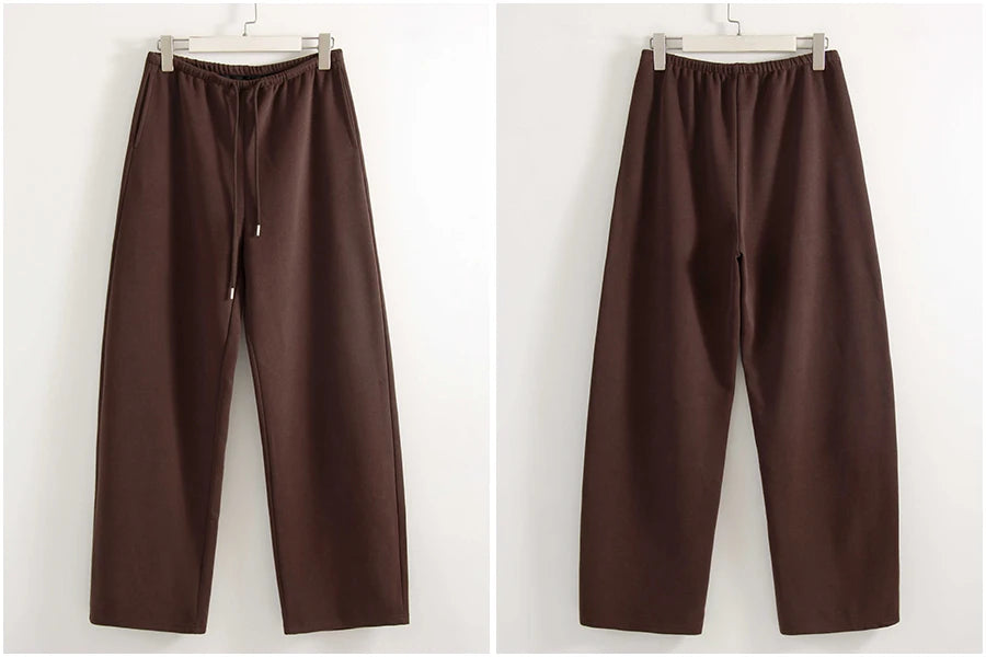 Autumn Burgundy Sweatpants Women Straight Leg Sport Pants Cotton Ladies Coffee Basic Joggers Wide Leg Women's Pants And Trousers