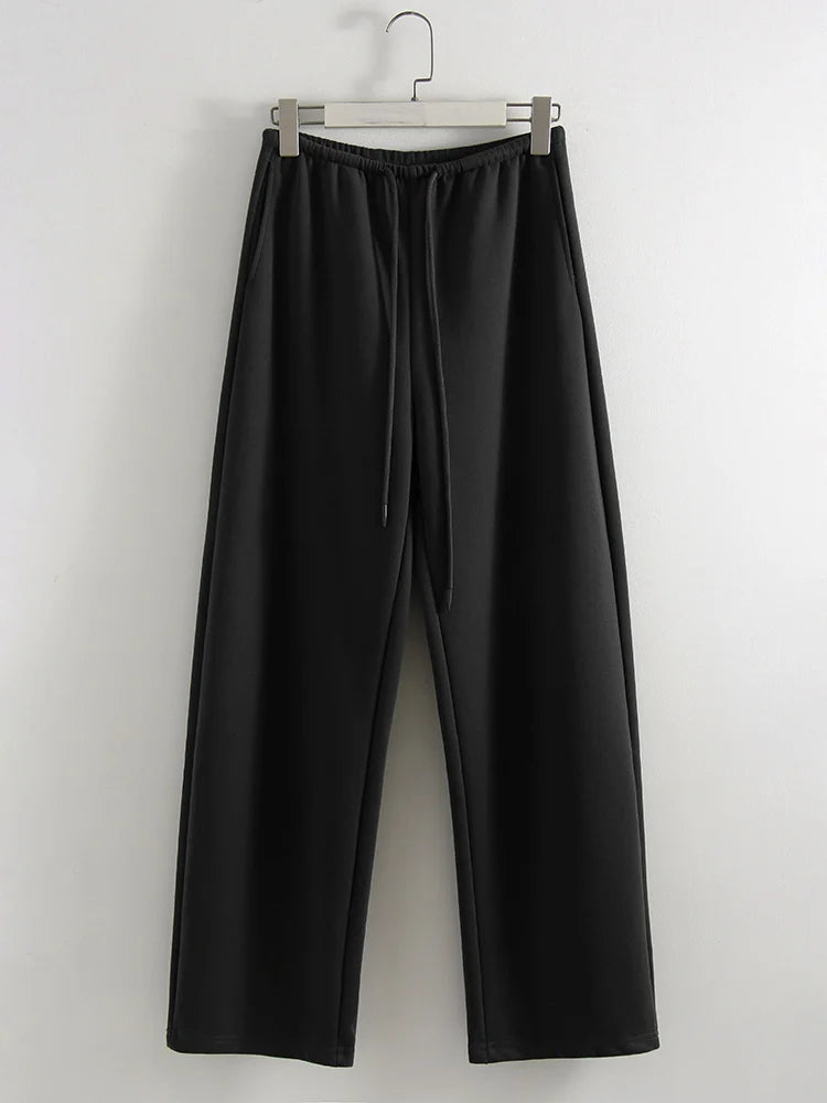Autumn Burgundy Sweatpants Women Straight Leg Sport Pants Cotton Ladies Coffee Basic Joggers Wide Leg Women's Pants And Trousers