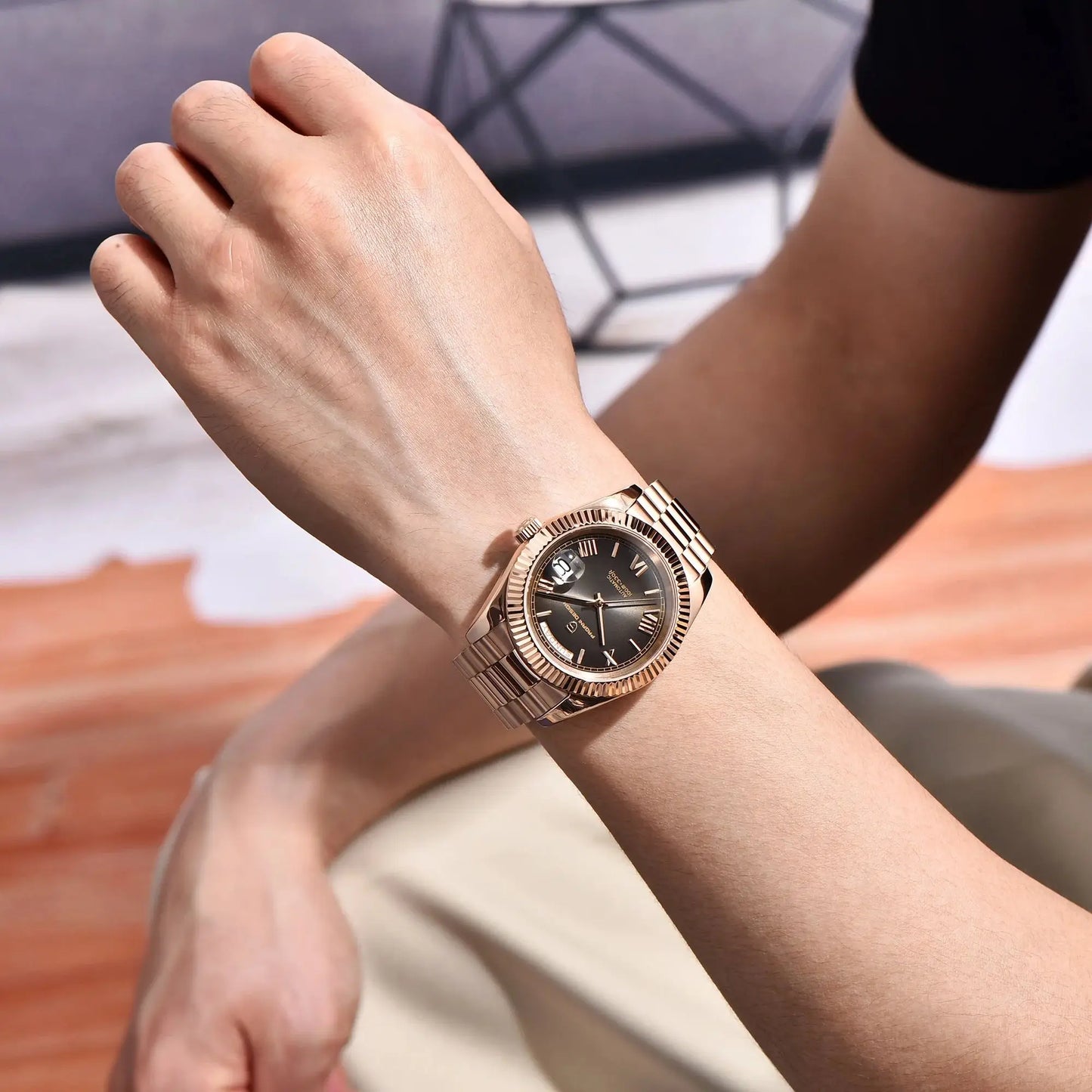 PAGANI DESIGN DD40 Luxury Rose Gold Automatic Watch Men Japan NH36A Mechanical Wristwatch Men Stainless steel Waterproof Watches