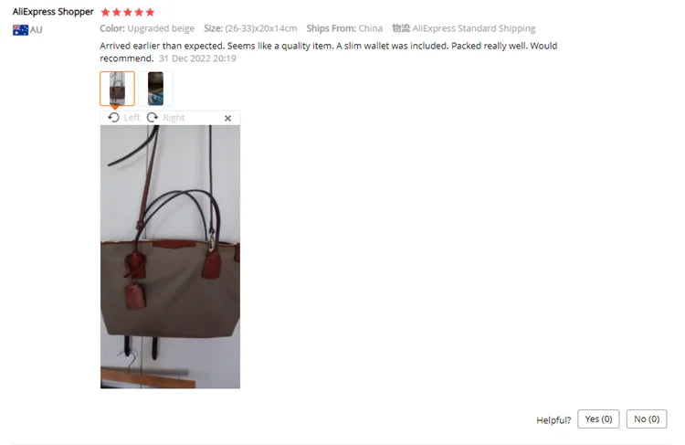 Zipper Tote Bags For Women Nylon With Real Leather Handbag High Quality Single Shoulder Bag
