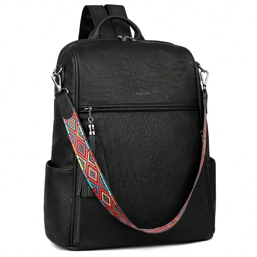 Women's Genuine Leather Laptop Backpack — 15.6" Retro Style
