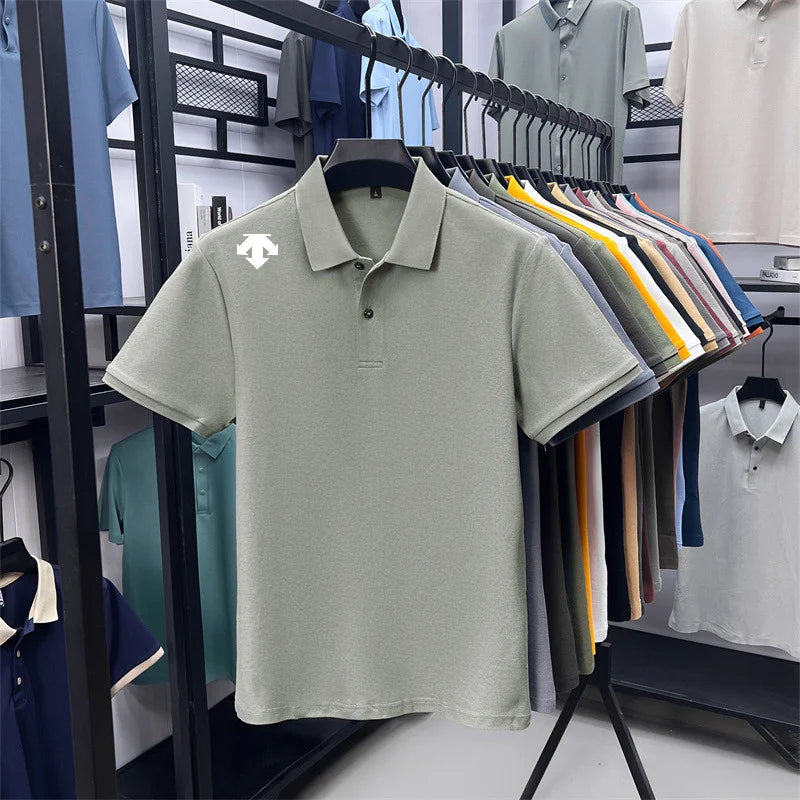 Men's Luxury Cotton Polo | Geometric Print Summer Shirt