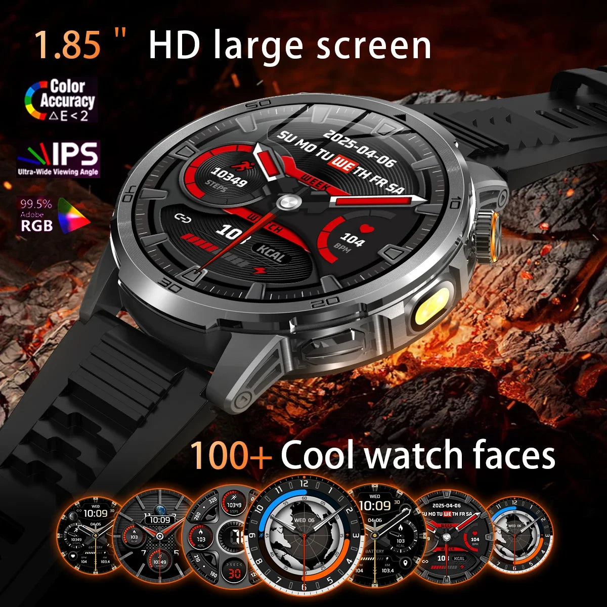 GUHUAVMI AK95 Pro Smartwatch – AMOLED, GPS & Flashlight