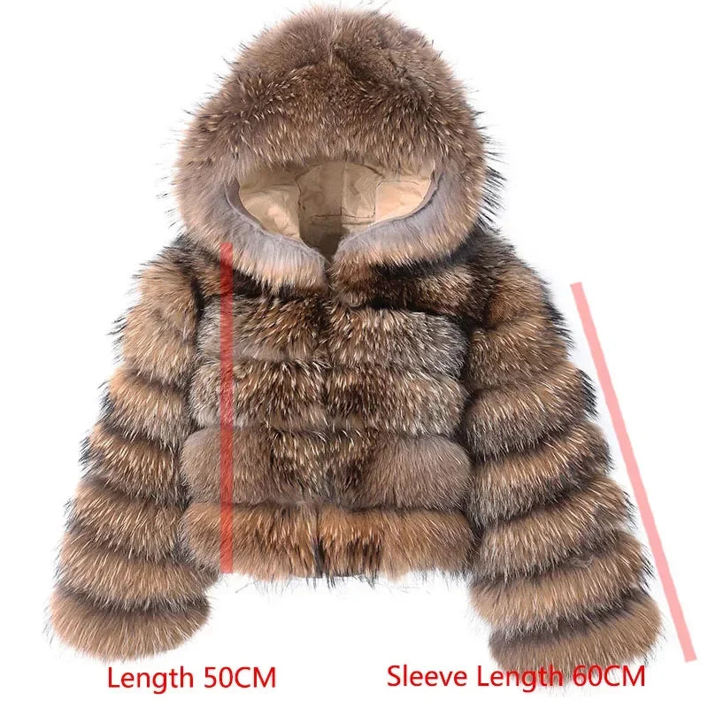 Luxury Women’s Real Raccoon & Fox Fur Jacket | Premium Winter Outerwear