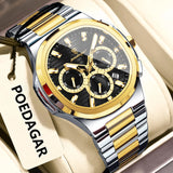 POEDAGAR 834 Men's Luxury Chronograph Watch | Stainless Steel