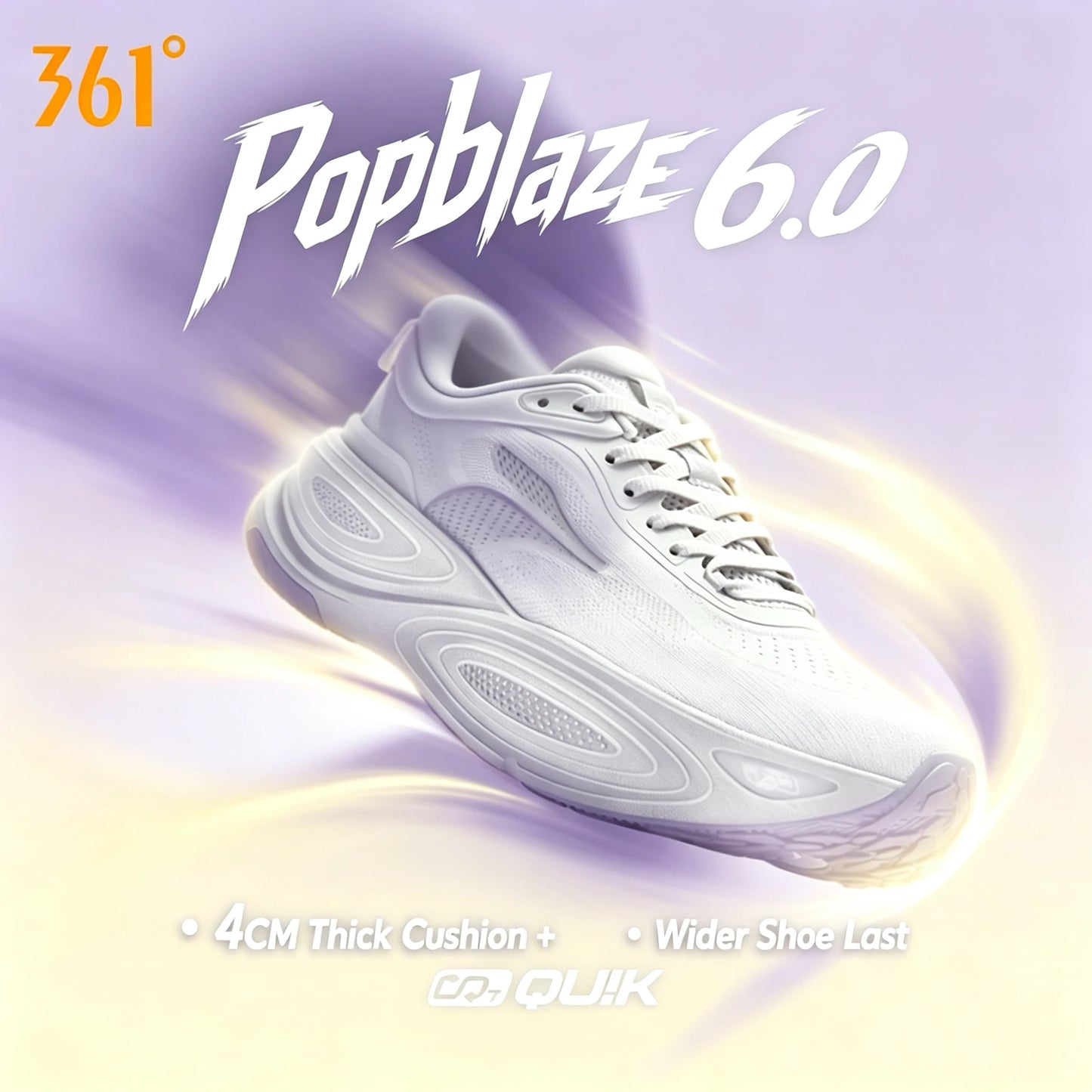 361 Degrees PopBlaze 6.0 Unisex Running Shoes Lightweight Wear-resistant Comfort Shock-absorbing Soft Soled Sneakers 672622201