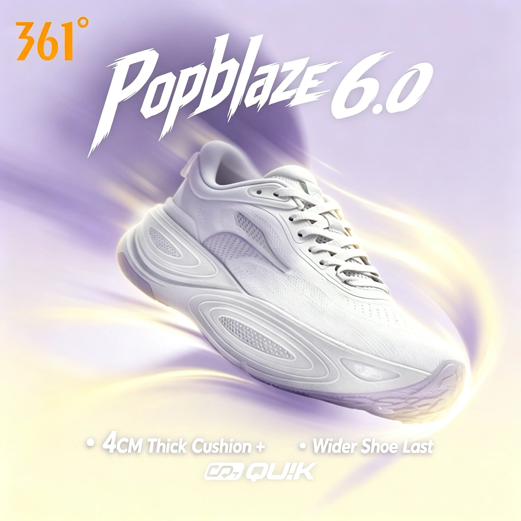 361 Degrees PopBlaze 6.0 Unisex Running Shoes Lightweight Wear-resistant Comfort Shock-absorbing Soft Soled Sneakers 672622201