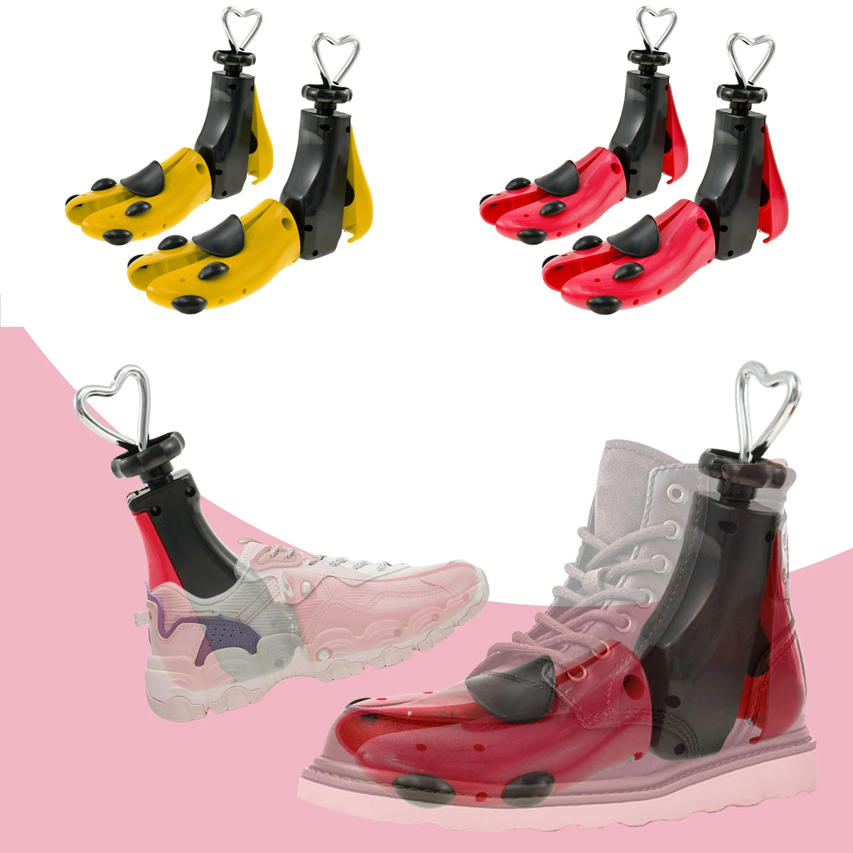 1/2Pcs Universal Shoe Stretcher Adjustable Boot Stretcher PC Sneaker Shoe Widener with Steel Shaft for Men and Women