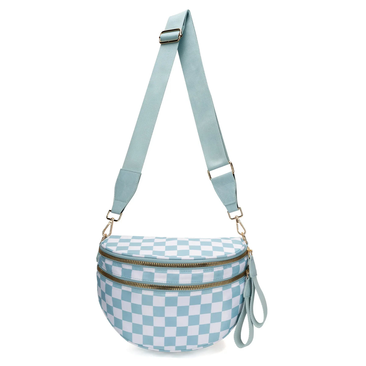 Women Checkered Bum Bag Casual Fanny Pack Large Capacity Crossbody Adjustable Strap Simple Shoulder Mommy Bag Daily Travel Tote