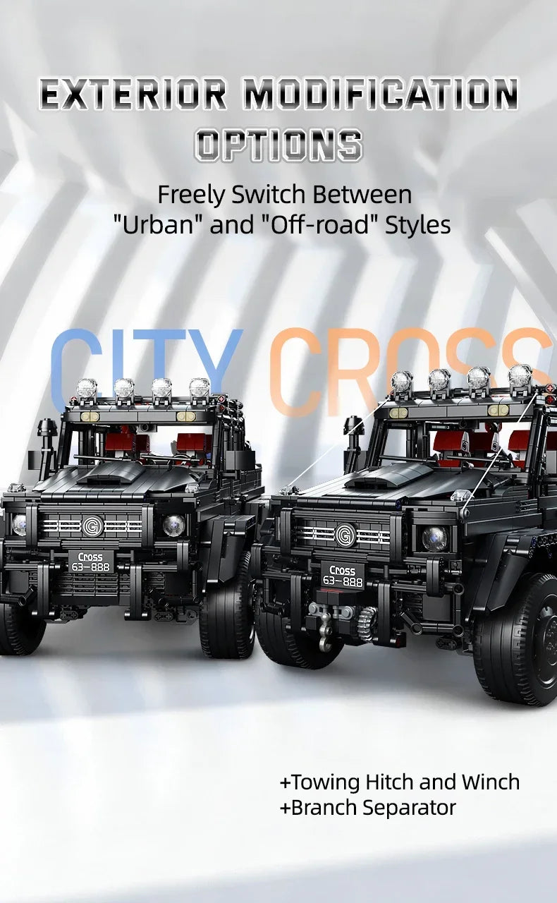 ToylinX Off-Road SUV Black Kits 1/8 Scale Pickup Truck Car Challenge Building Blocks Gift for Technical Enthusiasts Adults