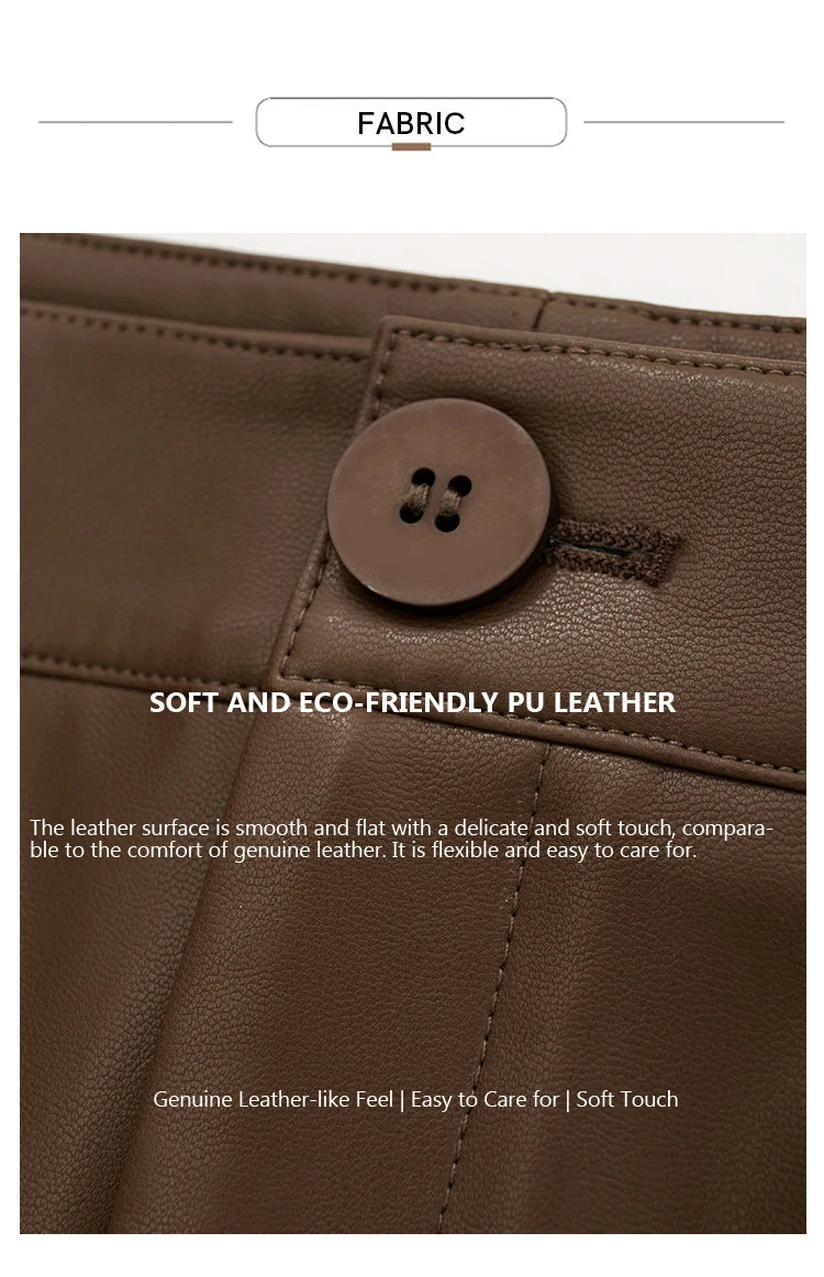 Minimalist Straight-Leg PU Leather Trousers