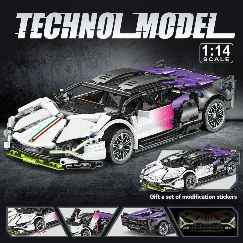 Creative DIY Racing Car Model Building Bricks Kit Advanced MOC Construction Toys for Adults Boys Girls Holiday Gift Idea