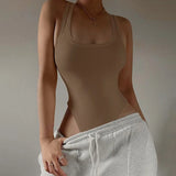 Women's Sleeveless Off-Shoulder Halter Knit Bodysuit