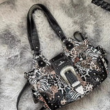 Women Handbag Stitching Leopard Top-handle Shoulder Bag PU Dumpling Pack Multi-pockets Shoulder Bags Phone Money Pack