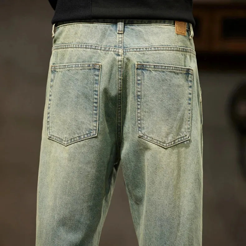 Men’s Retro Relaxed-Fit Cotton Harem Jeans