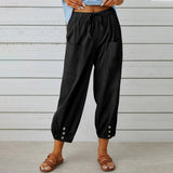 Women's High-Waist Cotton Linen Pants