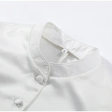 2026 Spring Summer Short Puff Sleeve Frog Button Shirt For Women Stand Collar  Single Breasted Blouse Lady Chic Street Party Top
