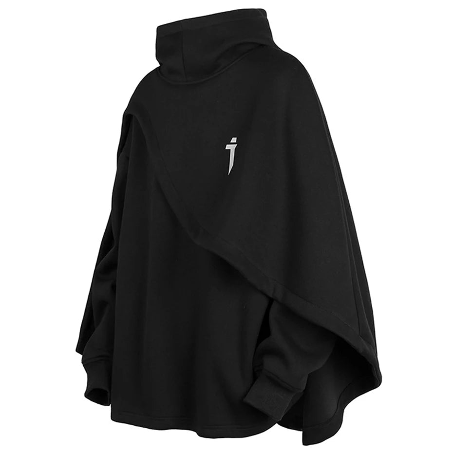 Oversized High-Collar Techwear Pullover Hoodie
