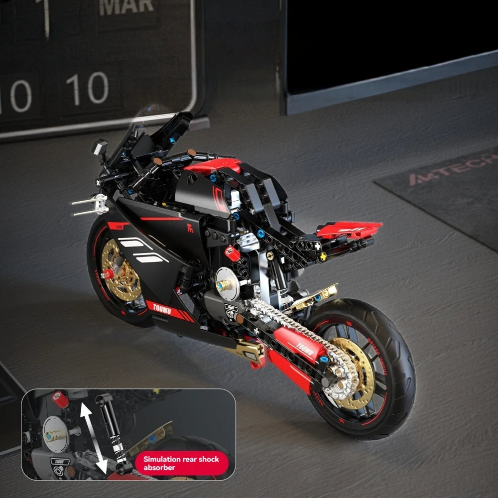 FUNXINEE Technical 1:5 Scale V4 Motorcycle Building Blocks Set MOC Style Assembly Bricks STEM Educational Gift for Boys Girls