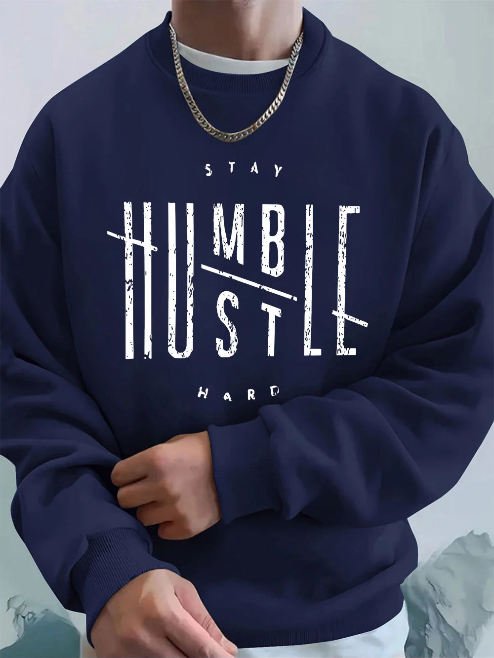 Stay Humble Hustle Hard Printing Mens Hoodie Autumn Fleece Warm Sweatshirts Casual Loose Crewneck Hooded Sports Male Clothes