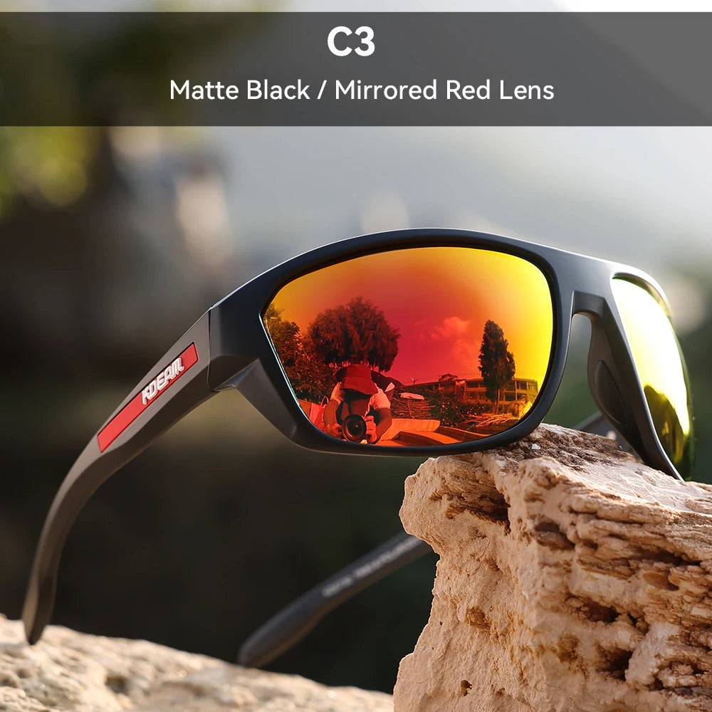 KDEAM All Black Fishing Sunglasses Polarized Performance Sports Sun Glasses For Men TR90 With Skull Case Category 3
