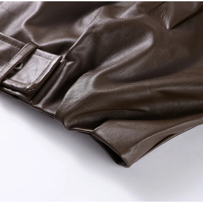 Chic Stand Collar Leather Jacket