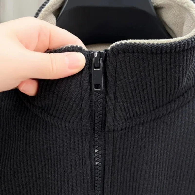 Autumn Men's Sweatwear Warm Pullover Solid Half Zipper Casual Long Sleeve Hoodie Thicken Half Turtleneck Sweatshirts Winter Tops