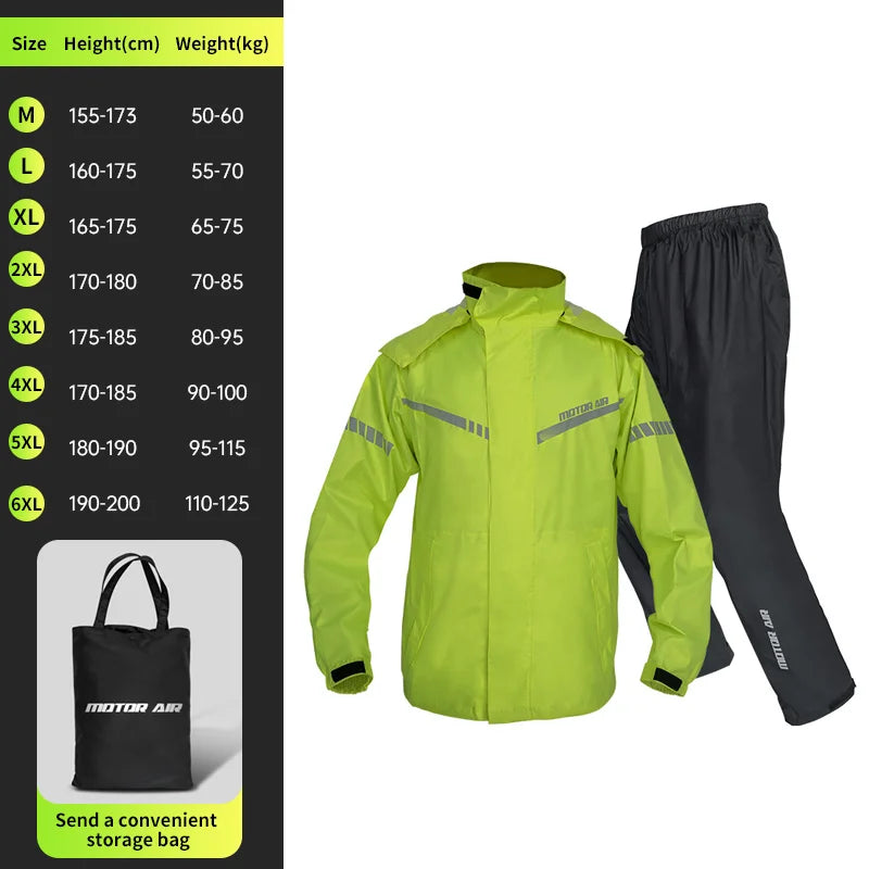 Motor Air Motorcycle Raincoat – 2-Piece Riding Suit