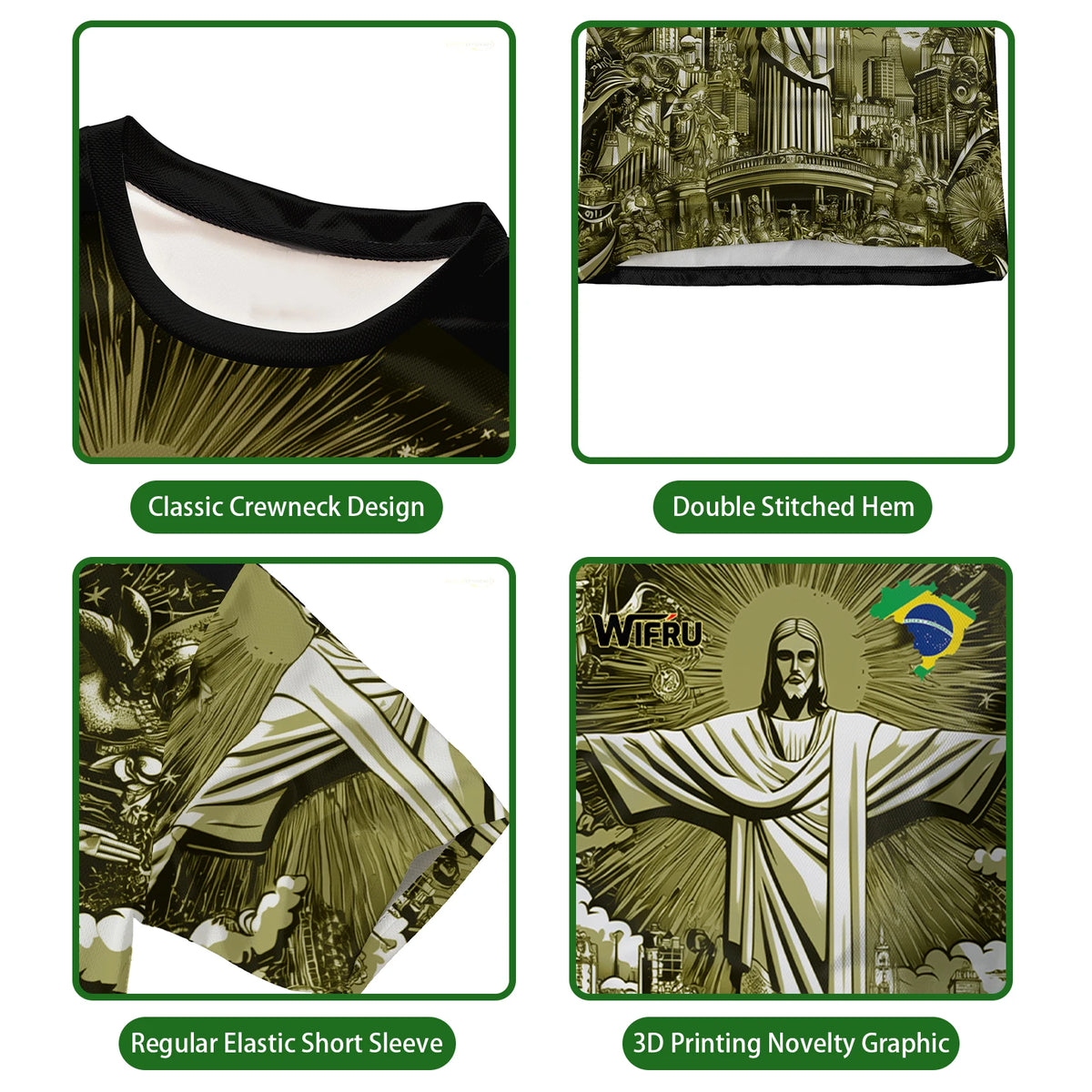 Summer New Brazil Jesus Soccer Jerseys Wifru Outdoor Football Training Breathable Uniforms Men's Quick-drying Tshirts Kid's Tops