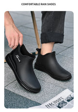 Fashionable Adult Short Rain Boots Waterproof Ankle Shoes Anti-Slip Durable Rubber Footwear For Men Women Suitable for Rainy Day