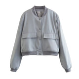 Willshela Women's Solid Bomber Jacket with Pockets