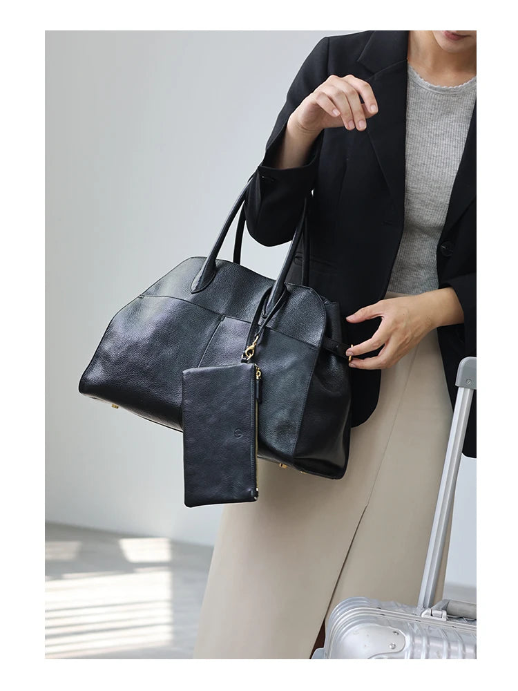 Women's Vegetable-Tanned Cowhide Leather Tote Bag