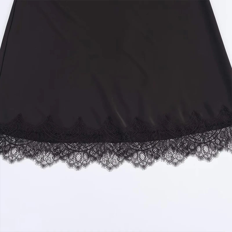 Willshela Lace Hem Pleated A-Line Midi Skirt