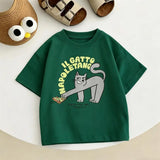 Summer Clothes Cartoon Printed Tops 1-7Years Old Child Round Neck Base Shirt Pure Cotton Clothing Kids Lovely Fashion T Shirt