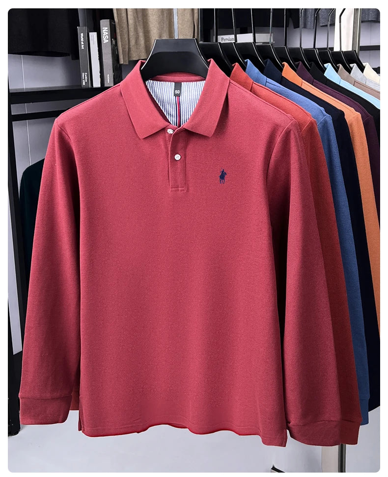 Premium Cotton Embroidered Long Sleeve Polo Shirt