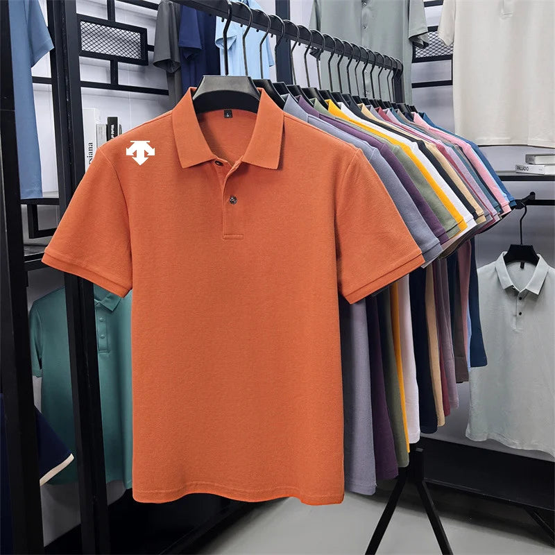 Men's Luxury Cotton Polo | Geometric Print Summer Shirt